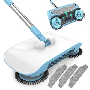 PHANCIR Hand-Push Floor Sweeper, Multifunctional 360° Rotating Mop & Broom with Dustpan, Easy Non-Electric Cleaning for Home