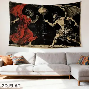1pc of Devil-Themed Tapestry Featuring a Globe And Wings, Suitable for Decorating Living Rooms, Offices, Or for Party Banners