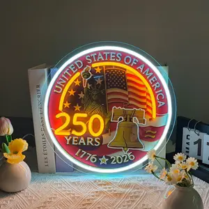 United States 250th Anniversary Decorative Neon Sign, July 4th 2026 Usa 250th Anniversary Neon Light LED Patriotic Eagles Sign, for United States Birthday History Commemorate Bar Bedroom Party LED Neon Signs (12.9 * 12.9 In