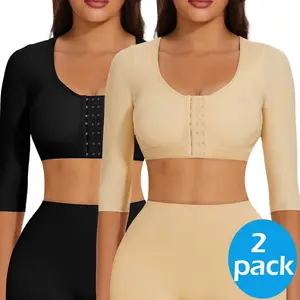 2PCS Arm Shaper for Women Post Surgery Arm Lipo Compression Sleeves Arm Front Closure Shapewear Bra Body shaper Seamless Shapewear