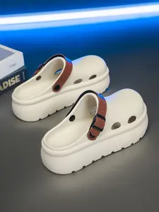 Men's New Hole Shoes Outdoor Sports Fashion Lace-Up Simple Basketball Football Sport Slippers Thick Sole Breathable Anti-Slip Trendy Driver Shoes