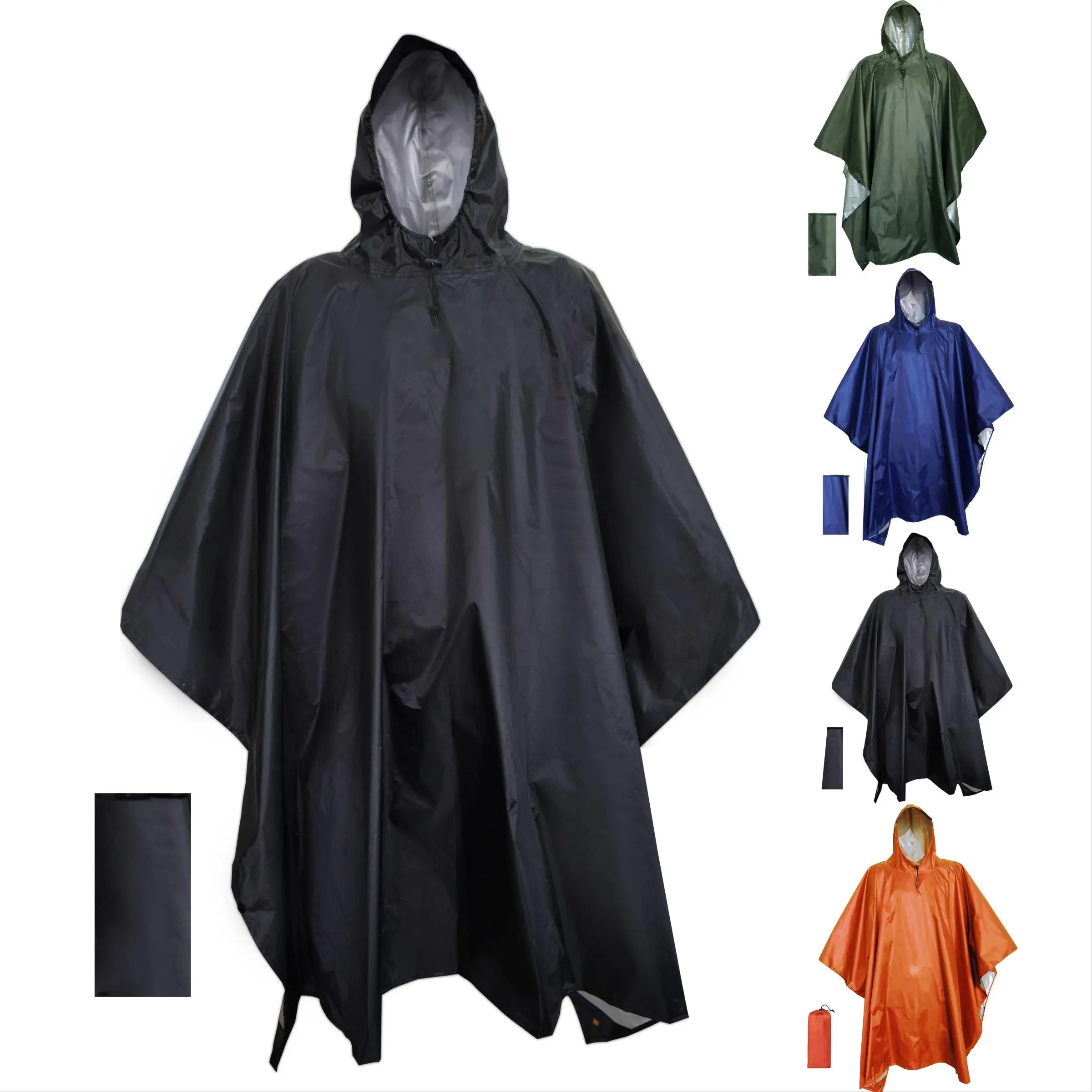 Reusable Waterproof Windproof Raincoat with Hood, Lightweight Rain Coat, 1pc Foldable Design for Camping Fishing Survival Gear, Multi-Purpose Rainproof Outdoor Use