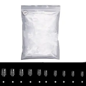 500Pcs Clear Full Cover Hollow Press On Nails False Artificial Tip Extra Long