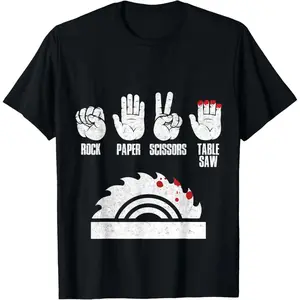 Cotton Rock Paper Scissors Table Saw Woodworker Gift T-Shirt