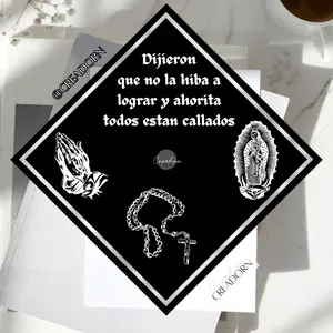 Virgen de Guadalupe God Praying Rosary Blessed Graduation Cap Topper Decor (Print)