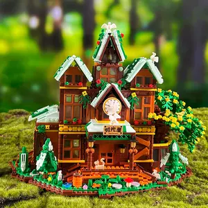 Time House 1652pcs with LED mini set, city street view greenhouse building block toy, can be used as a decoration, can be given as a gift to friends