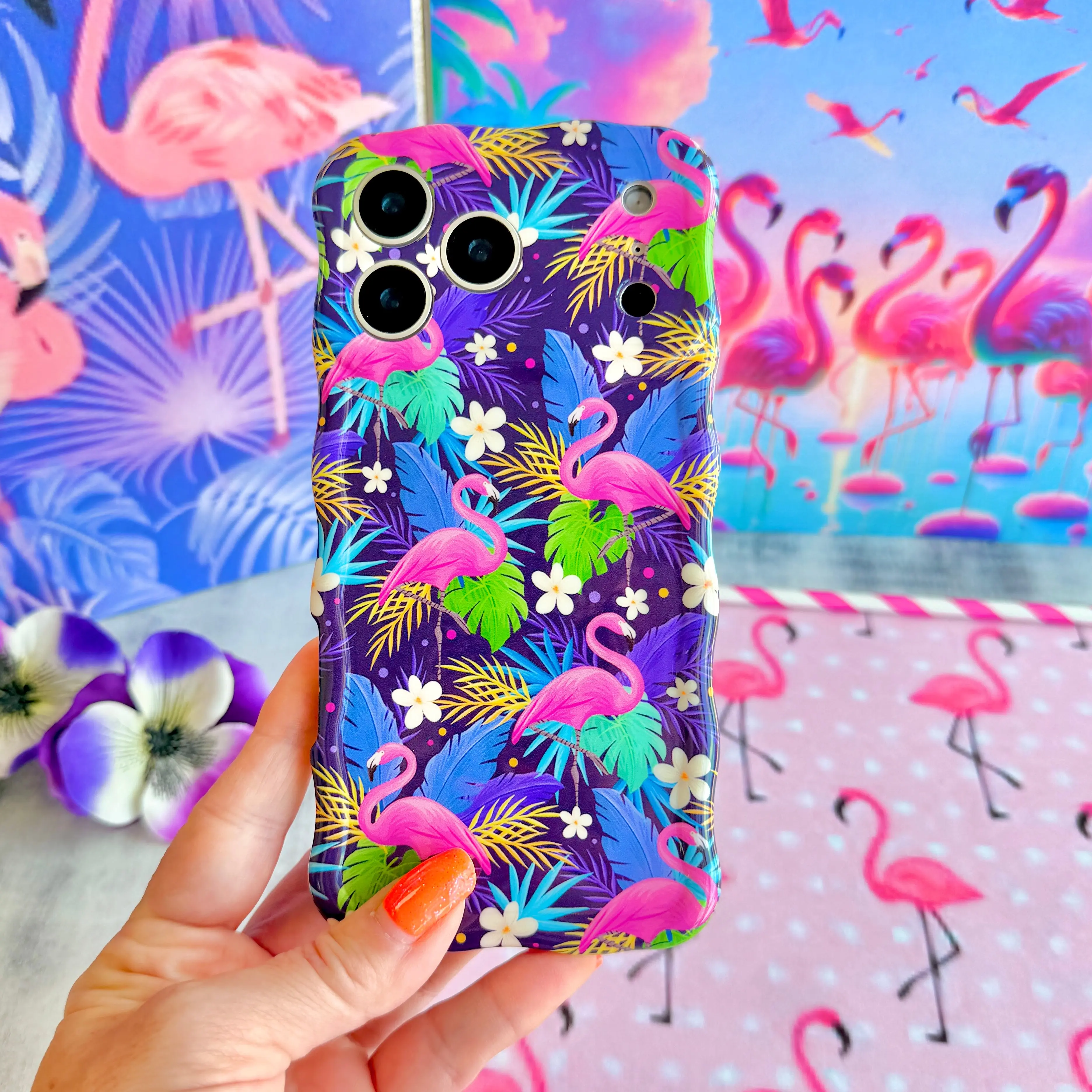 It's Giving Flamingo Wavy Luxe MagSafe Case for iPhone