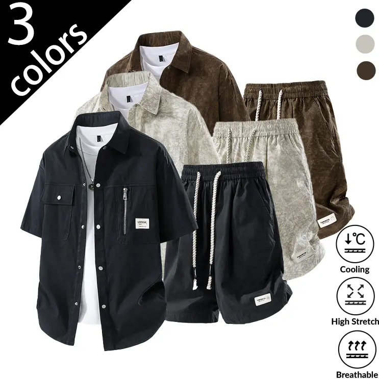 Men's 2-Piece Stylish Loose Short-Sleeve Streetwear Tracksuit - 2026 Summer Fashion Tie-Dye Cargo Outfits, American Retro Clean Fit Workwear, Soft Breathable Fabric for Daily Outdoor Use