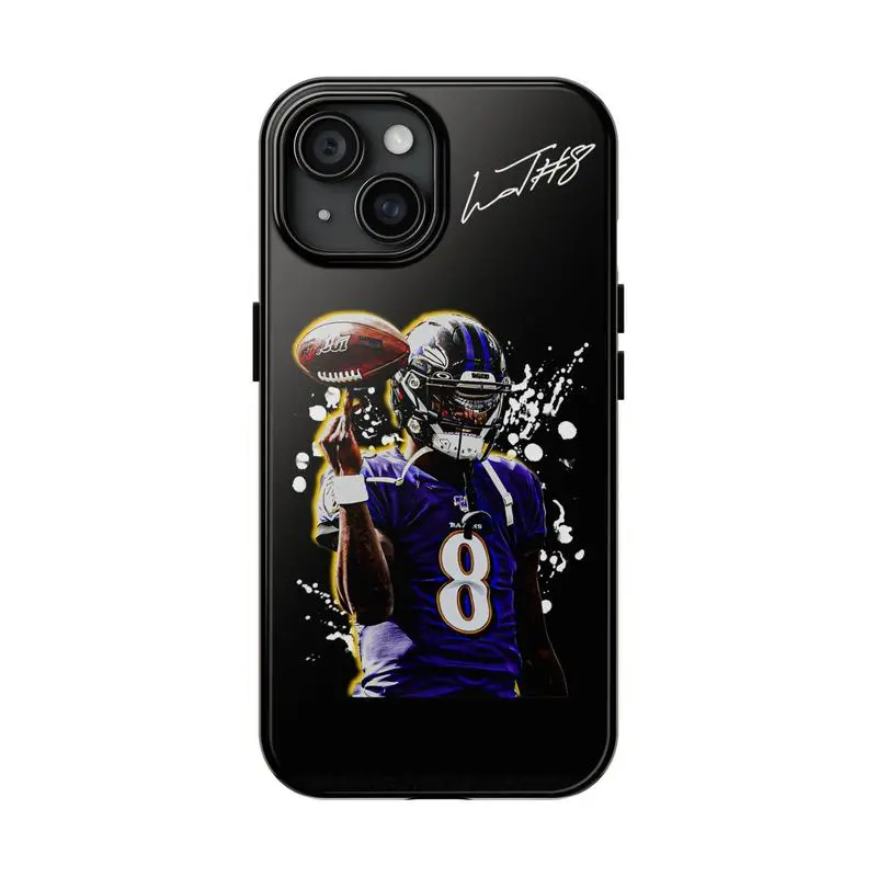 Lamar Jackson Phone Case, Football Phone Case, Football 2025 Phone Cover Suitable for iPhone 17/16/15/14/13/12/11 Pro Max/Plus and  Samsung Galaxy S23FE/22/23/24/25