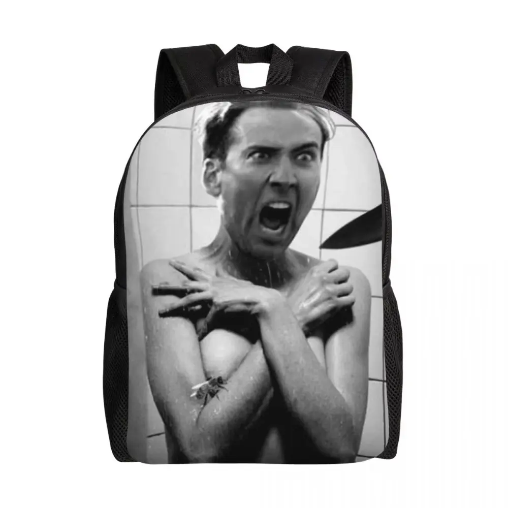 Custom Nicolas Cage Meme Laptop Backpack Women Men Basic Bookbag for College School Student Funny Bags
