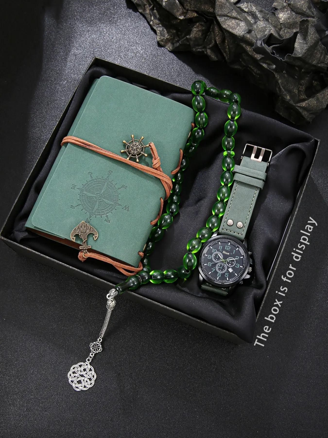 3pcs Men's Ramadan Set, Notebook + Watch + Prayer Beads, Fashionable Gift for Holidays, Perfect for Family and Loved Ones, Gift Box
