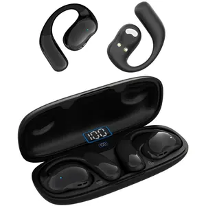 RythmWave YJ11 Bluetooth Open Ear Wireless Earbuds: On Ear Headphones with Hi-Fi Stereo Audio, Touch Control Bluetooth Headphones, Waterproof Sport Earphones with Mic for Android/iOS (400mAh Black)