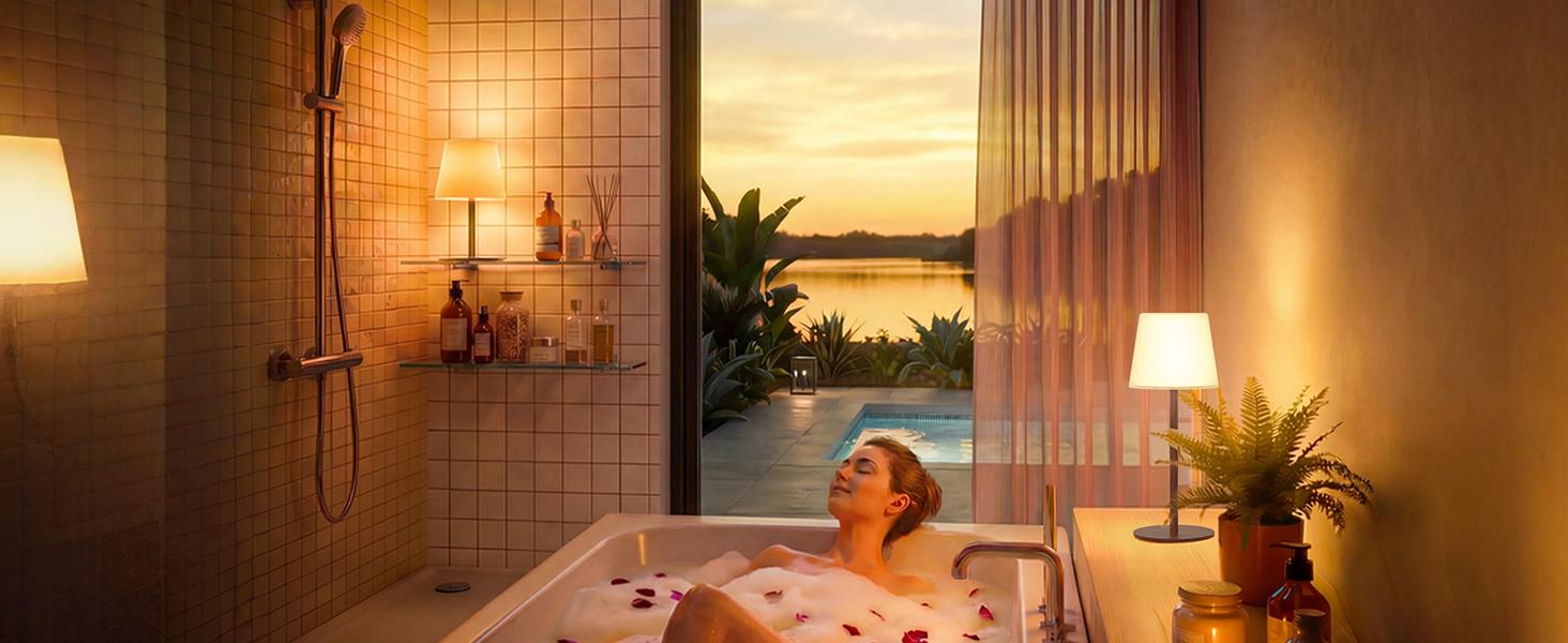 EZVALO Waterproof Shower Lamp, Cordless Table Lamp, 4500mAh Rechargeable Bathroom Lamp, 3 Color Temps Dimmable Touch Bedside Lamp, LED Night Light for Inside Shower Bathtub Patio Camping Bedroom Home Decor EZVALO Waterproof Shower Lamp, Cordless Table Lamp, 4500mAh Rechargeable Bathroom Lamp, 3 Color Temps Dimmable Touch Bedside Lamp, LED Night Light for Inside Shower Bathtub Patio Camping Bedroom Home Decor