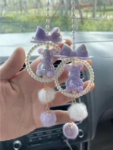1pc Car Pendant Car Decoration Car Interior Bear Pendant Rearview Mirror Pendant
