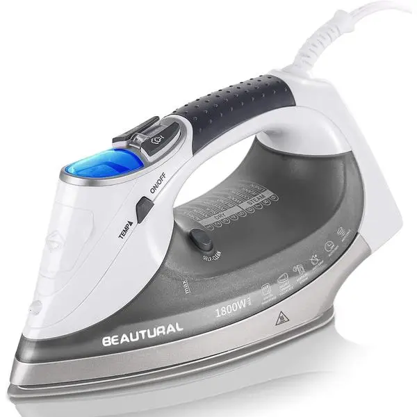 1800 Watts Steam Iron with Digital LCD Screen, 3-Way Auto Shutoff | Double-Layer and Ceramic Coated Soleplate, 9 Preset Temperature, Burst of Steam for Variable Fabric, Anti-Drip and Anti-Calc