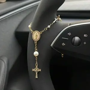 Steering Wheel Prayer Bead Pendant, Car Hanging Rosary Accessories, Stylish Keychain Decoration for Vehicle Interior, Car Interior Accessory, Car Interior Decorative