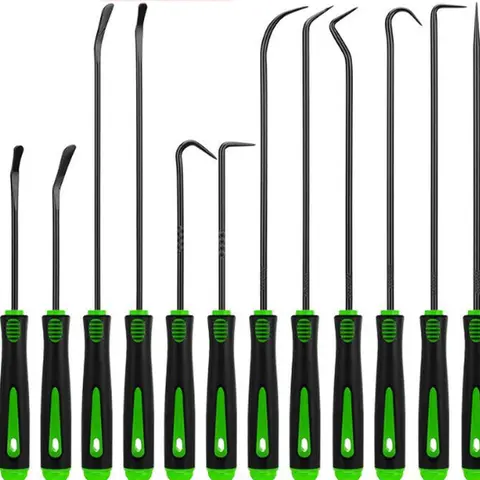 4/12pcs 135° Curved & 45° Hook Palm-Curve Handle Natural Pick and Hook Kit, 6.5" Pocket Carry Compact Portable Mechanic Car Repair Tools for Seal Removal, Part Disassembly, Automotive Accessories, Tools and Gadgets