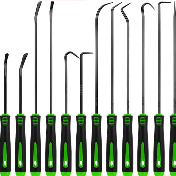 4/12pcs 135° Curved & 45° Hook Palm-Curve Handle Natural Pick and Hook Kit, 6.5" Pocket Carry Compact Portable Mechanic Car Repair Tools for Seal Removal, Part Disassembly, Automotive Accessories, Tools and Gadgets