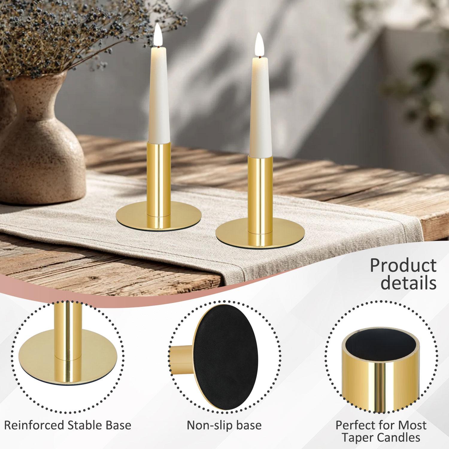 Candlestick Holders Taper Candle Holders,Gold Candle Stick Candle Holder for Table Centerpiece, Wedding Reception, Festive Christmas Mantel Decoration or Home Decor, Decor Decor