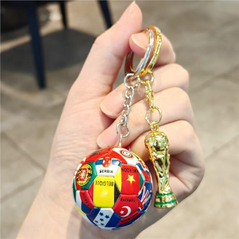 2026 USA-Canada-Mexico World Cup Keychain Set: World Cup Trophy & Official Match Ball Design, Premium Sports Fan Accessories
