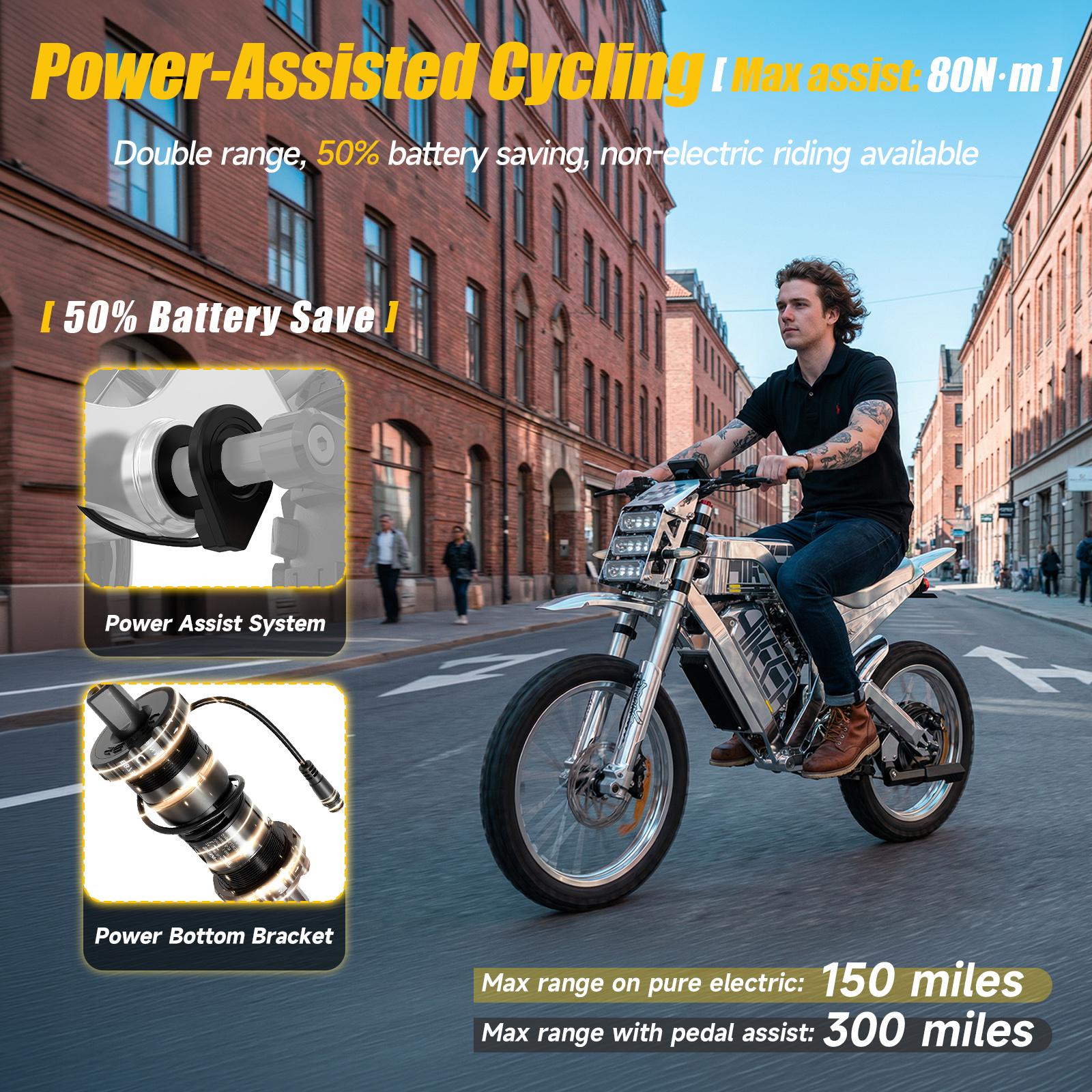 HiKeep MA-D All-Terrain Electric Mountain Bike for Adults,5000W High Torque Power, 110 Miles Long Range, 19" FatTires Off-Road E-Bike with App & NFC Control