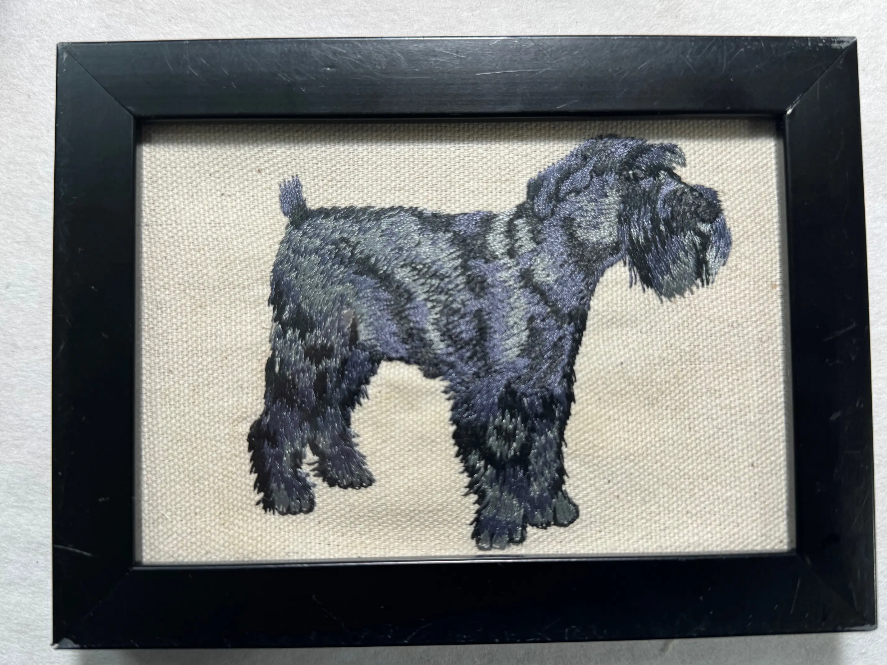 Schnauzer Machine-Made Framed Plaque Decor - Machine-Embroidered Framed Art for Home & Office Room, Canine Charm Tabletop Ornament, Other Dog Breeds & Designs Available to Light Up Your Space