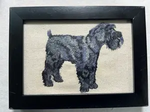Schnauzer Dog Machine Embroidered and Framed! Unique Canine Charm Tabletop Decor for Home or Office! Other Designs and Breeds Available! Desktop Decoration Signs