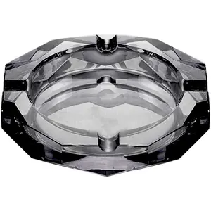Crystal Glass Ashtray, Octagon Ash tray Cigar Cigarettes Ashtray Holder Office Home Desktop Tabletop Decoration,Crystal Black