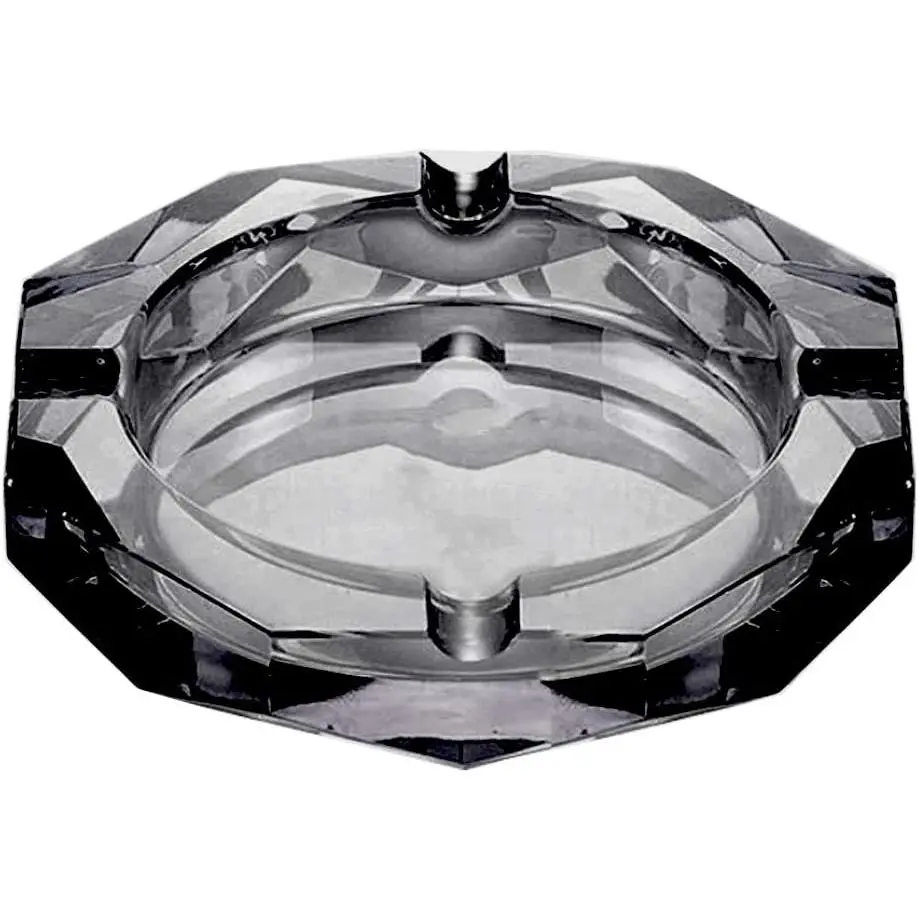 Crystal Glass Ashtray, Octagon Ash tray Cigar Cigarettes Ashtray Holder Office Home Desktop Tabletop Decoration,Crystal Black