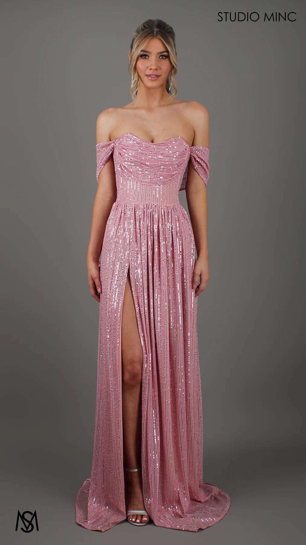 Sequin Slit Maxi Ball Gown | Strapless Prom Dress Women