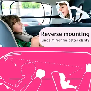 MissMeeca SK2303B/SK2303C Baby Car Rearview Mirror with Voice Control & Light for Safe Travel & Baby Care Monitor ABS Acrylic Glass 37 LEDs 6000K DC5V Plug-in Model Shatterproof Monochromatic Light or Voice Control Options