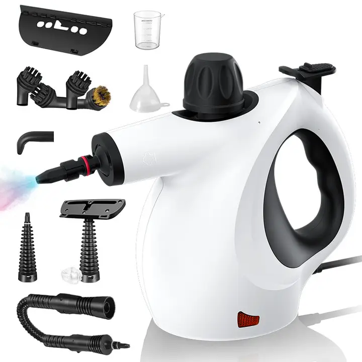 KISPOY Pressurized Handheld Multi-Surface Natural Steam Cleaner with 12pcs Accessories for Home, Floor, Kitchen & Car Cleaning