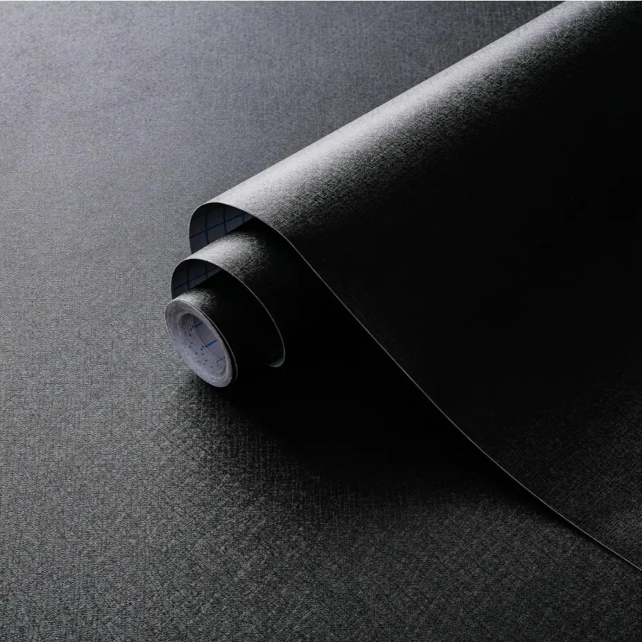 1 Roll Black Silk Wallpaper Embossed Self Adhesive Peel and Stick Wallpaper Contact Paper Removable Waterproof Kitchen Vinyl Wrap Cabinet Furniture Textured Renter Friendly Wall Gift Paper