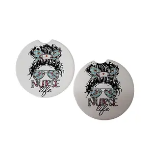 Ceramic Car Coaster Set - Durable Ceramic Coasters with Skull Design for Car Use, Ideal for Spill Protection and Stylish Cup Holders