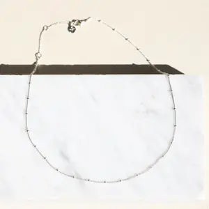 Silver Plated Saturn Chain Necklace - Delicate Interlinked Station Design