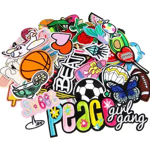 60 count Random Assorted Styles Embroidered Iron on Patches, DIY Sew Applique Repair Patch Iron on/Sew on Patches for Backpacks,Pants,Clothes,Jeans,Jackets,Hat