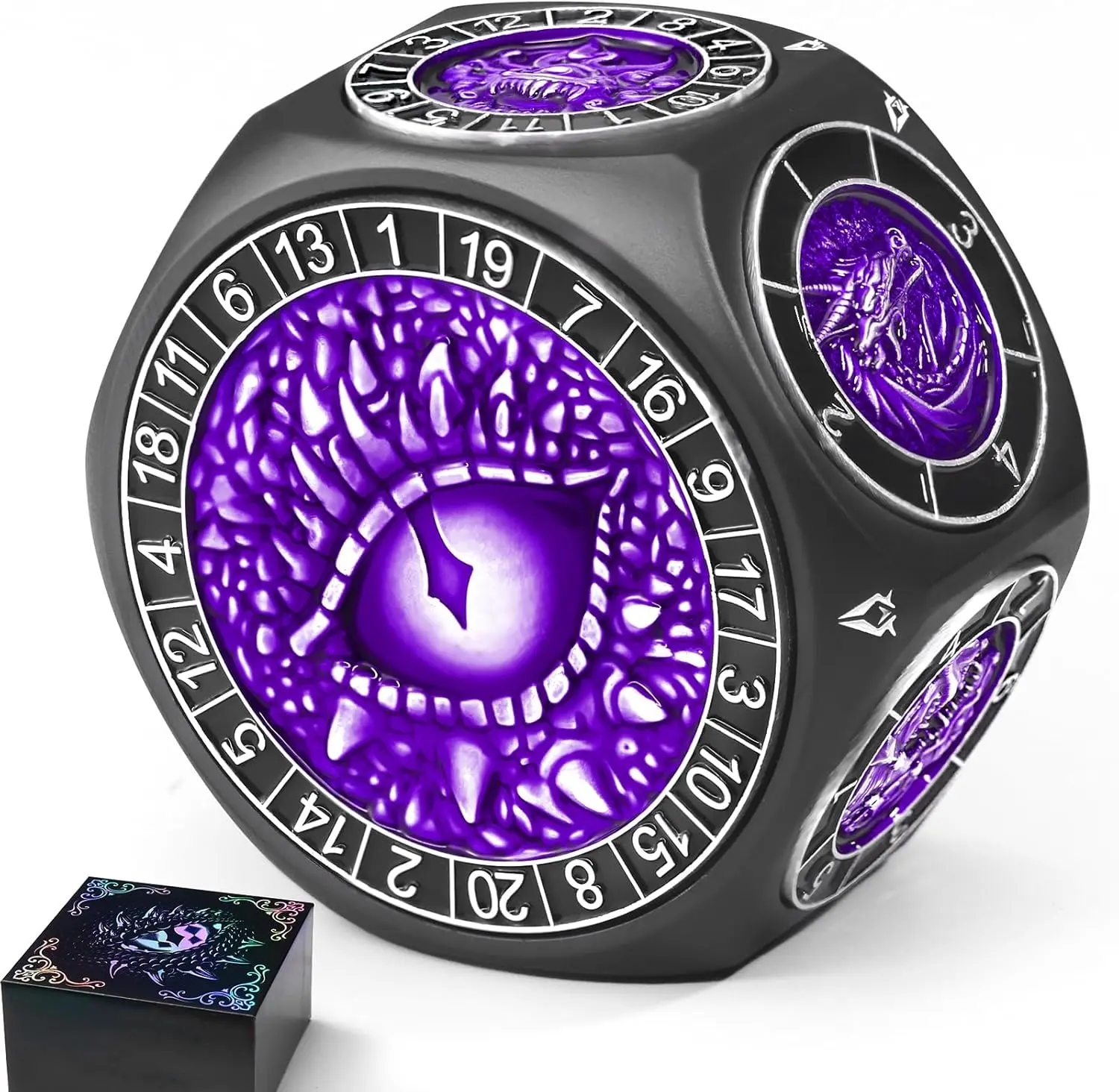 8-in-1 Metal Spinning Polyhedral DND unique dice  Set - 3D Monster Carvings, Smooth Rolling, 2 D20s - Ideal for Tabletop Role-Playing Games (TTRPG), Dungeons & Dragons Gifts