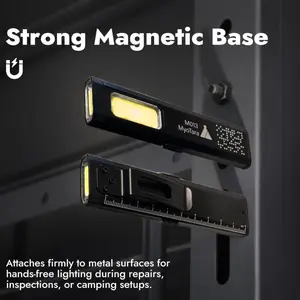 MyoTara M013 EDC Flashlight with Strong Magnetic Base Hat Clip Red Blue Strobe High Lumen USB Rechargeable LED Light for Repairs Inspections