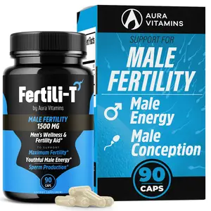 AURA VITAMINS Fertili-T Man Male Fertility Dietary Support | 1500 MG | 90 Capsules | Boosts Sperm Health, Energy & Wellness Supplement | Optimizes Natural Fertility | Easy-to-Swallow (1) Healthcare Fitness