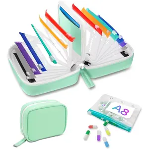 A8 Pill Organizer Set with 14 Color Coded Pouches, Twice Daily Large Pill Organizer for Seven Day Medicine Storage, Reusable Travel Medication Case for Home Office and Daily Wellness Routine, Vitamin Organizer, Medical Organizer