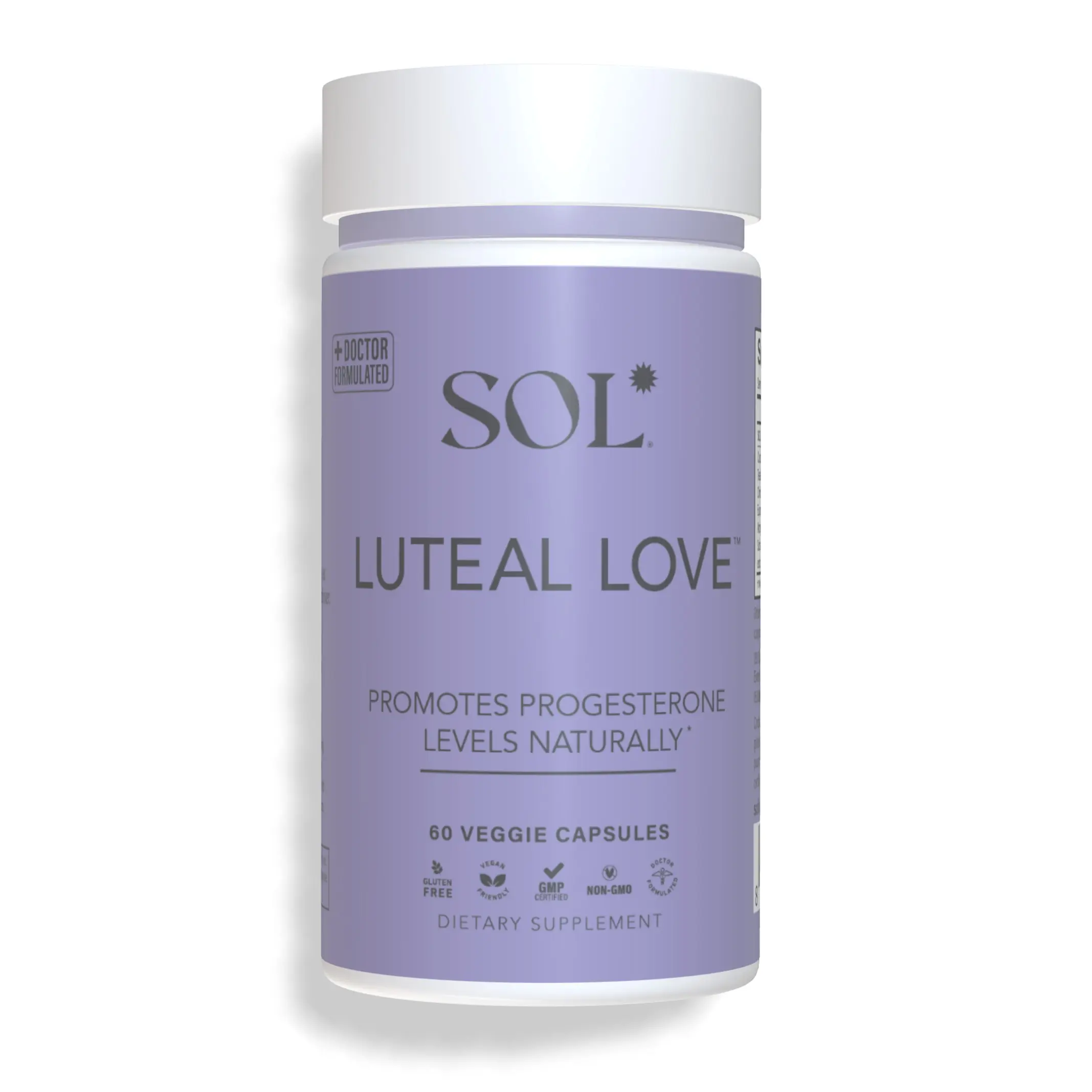 Sol Nutrition Luteal Love - Vegan, Non-GMO, GMP Certified Herbal Supplement to Support Ovarian Function & Progesterone Levels - Doctor Formulated Supplement