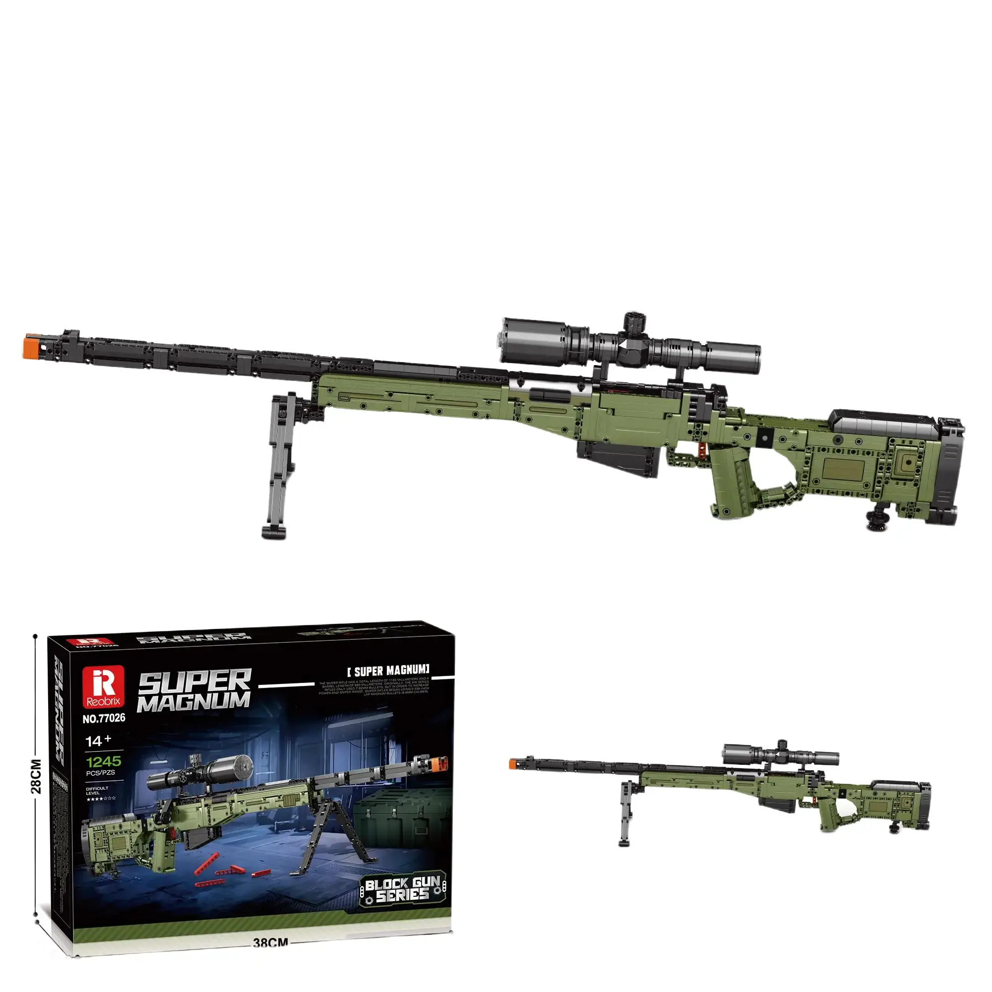 40in Large Plastic Block Model Building Kit, 1245-Piece DIY Gun Set, Collectibles for Team Outdoor Tactical Activity Enthusiasts (Ages 12+), Cool Gifts for Guys (Teenage Boy Gifts Option) for Halloween/Christmas, Plastic Block Model Building Kits