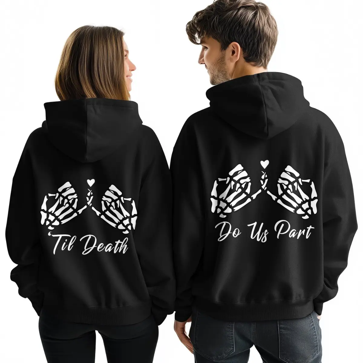 Hand In Hand Couple Hoodie,  Love Her Him to Death Couples Hoodie, His And Her Hoodies, Valentine Gift