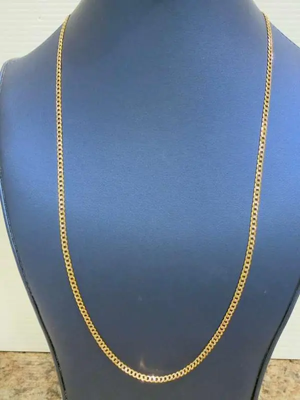 14K Gold 2.9mm Solid Diamond-Cut Cuban Link Chain (26")