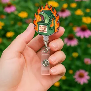 The Horrors Persist But So Do I Lizard Badge Reels, Funny Dumpster Fire Badge, Dark Humor Mental Health Badge Reel, Nurse Badge Clip