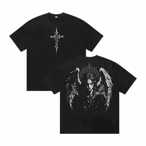 Gothic Fallen Angel Oversized Tee | Dark Aesthetic Grunge Streetwear 90s Style Fallen Angel Oversized Tee | Vintage Gothic Alternative Streetwear-ZB
