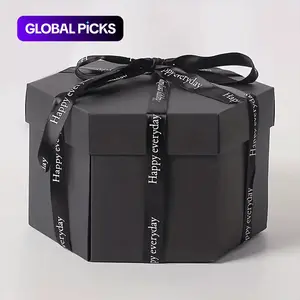 Hexagonal Customizable Personalizable Gift Box, 1 Piece DIY Creative Photo Album, Anniversary and Birthday Gift for Partner