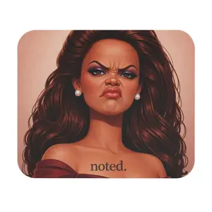 Sassy Latina Illustration Mousepad, "Noted."Funny Desktop Decorative Protective Pad, Rubber Anti-slip Lockedge Work Pad, Small Size Suitable for Laptop, Desktop Computer Games, Work, Family, Non Slip Mousepad