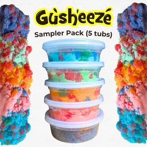 Candeeze Gusheeze Sampler Pack (5 Tubs) - TikTok Trending Candy - Blue Raz Mango Watermelon Green Apple Blackberry Flavors - Extreme Sour