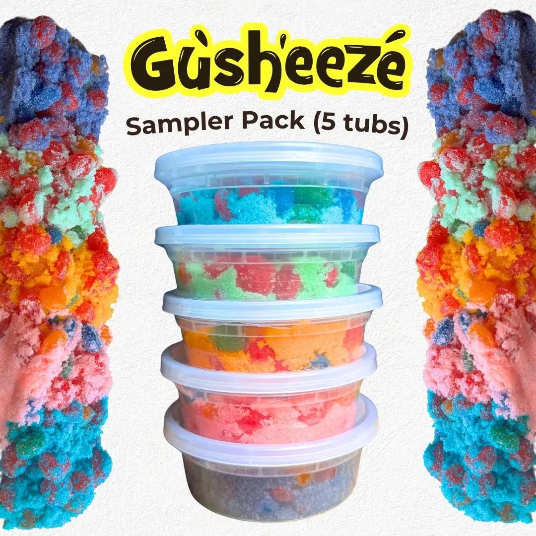 Candeeze Gusheeze Sampler Pack (5 Tubs) - TikTok Trending Candy - Blue Raz Mango Watermelon Green Apple Grape Flavors - Extreme Sour